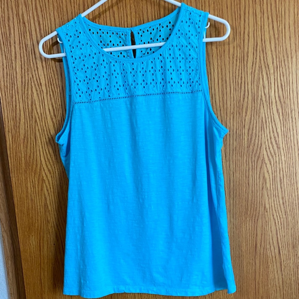 Sleeveless Blue Eyelet Women's Top